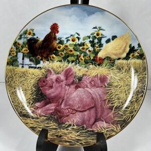 Danbury Mint, Pigs in‎ Bloom, Joan Wright, "Snoozing Swine"Farm, Garden, Cottage